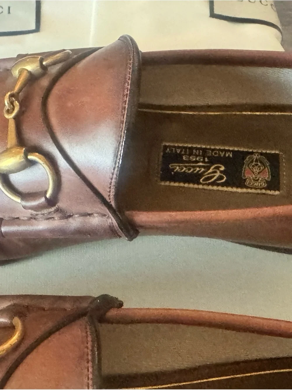 Gucci Men's Brown Leather Horsebit Loafers with Gold Hardware